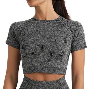 Grey Cropped Workout Top